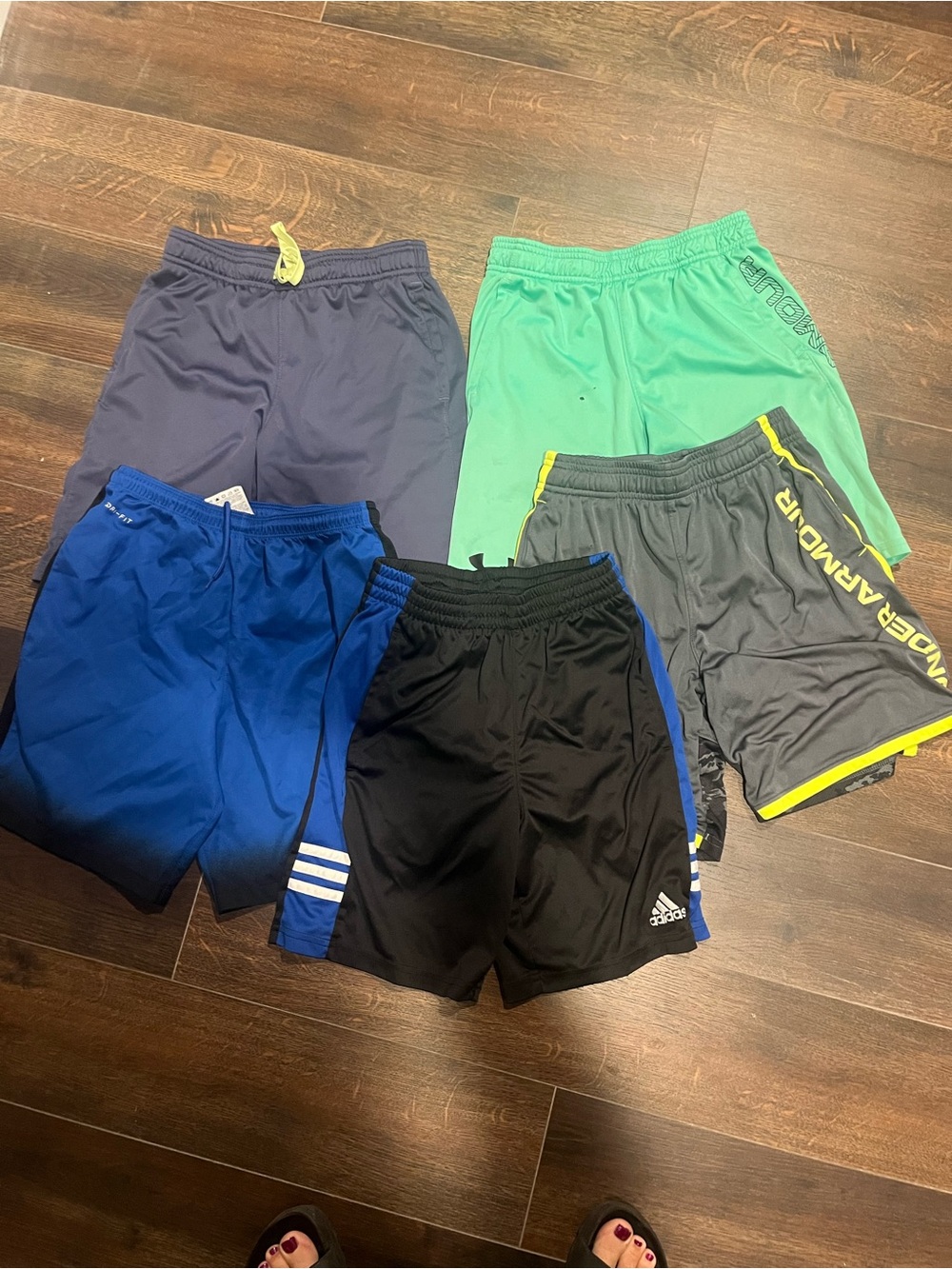 5 Pairs of Boys Athletic Shorts Size Medium- Nike, Under Armour and Adidas